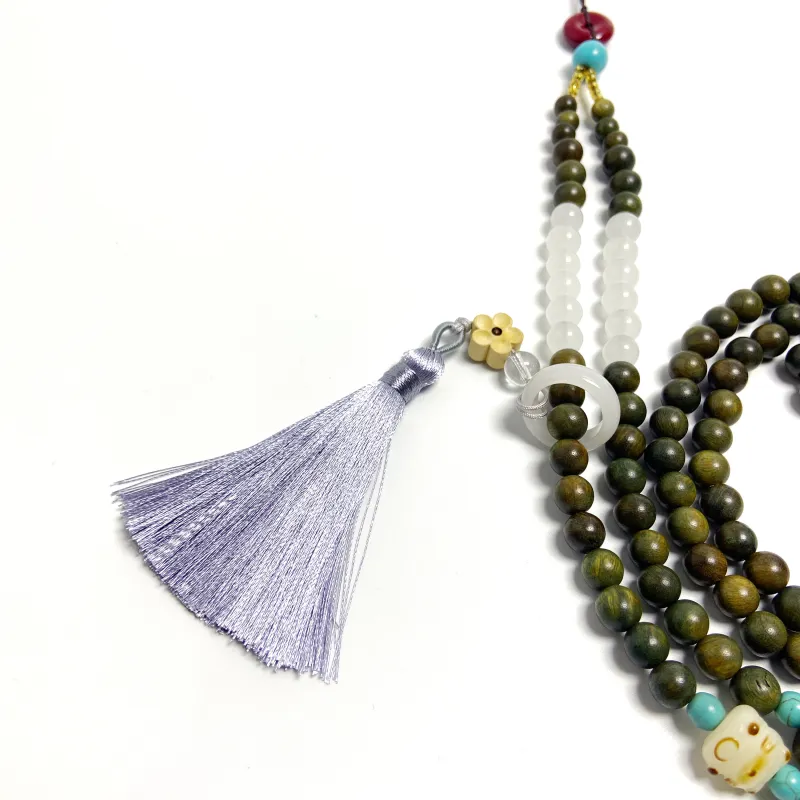 ERXI Green Sandalwood Wooden Necklaces Unisex-4