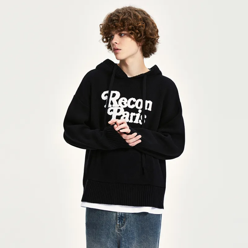 RECONET Double Moon Logo Series Knitwear Unisex Black-5