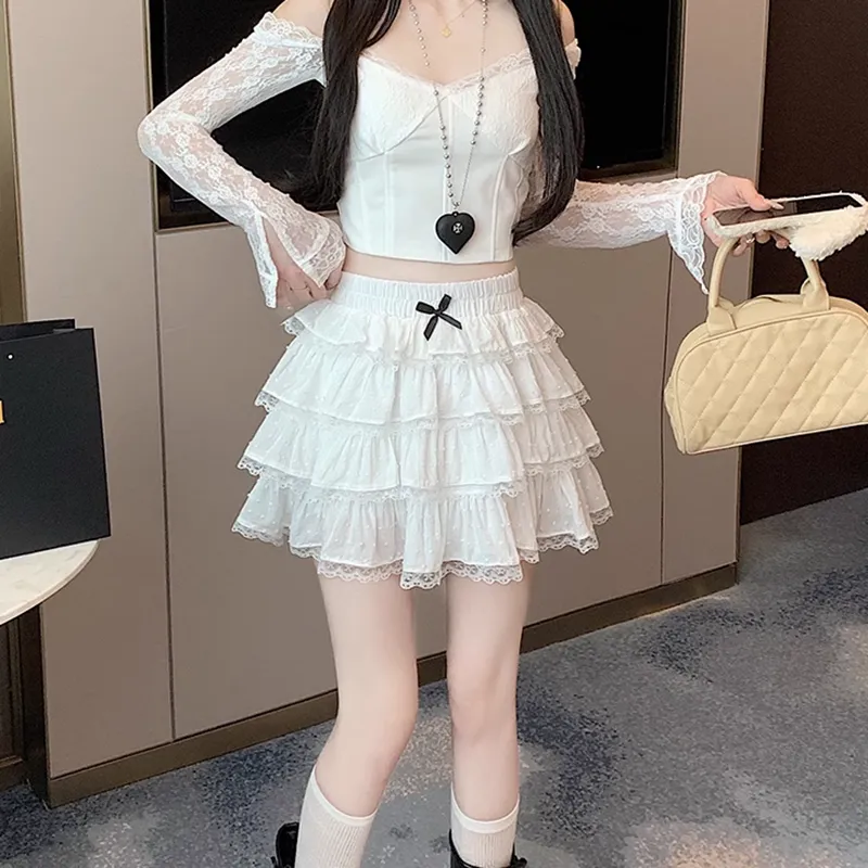 COMMA GIRL Casual Short Skirts Women's White-4