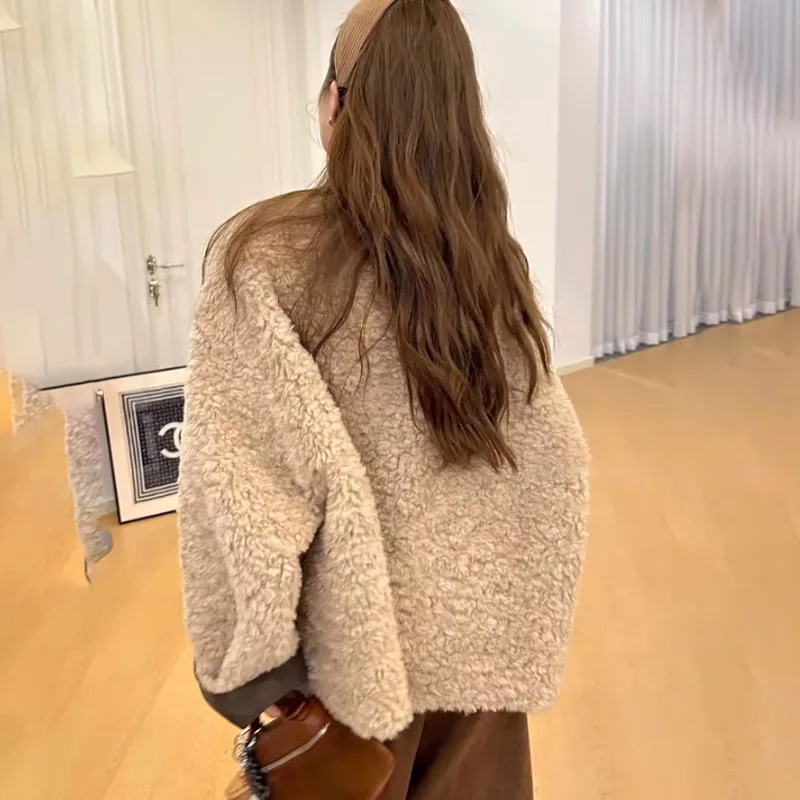 COMMA GIRL Velvet feel Coat Women's Milk Tea-1