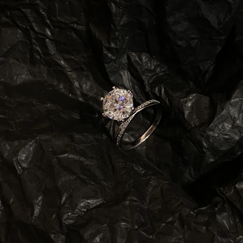 XINGLU 925 Silver Mohsunnite Rings Women's-6