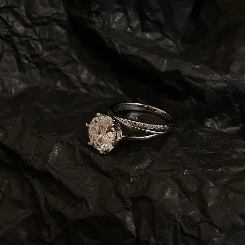 XINGLU 925 Silver Mohsunnite Rings Women's-5