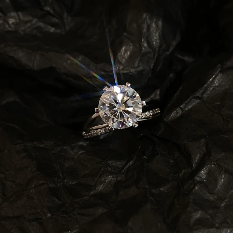 XINGLU 925 Silver Mohsunnite Rings Women's-3