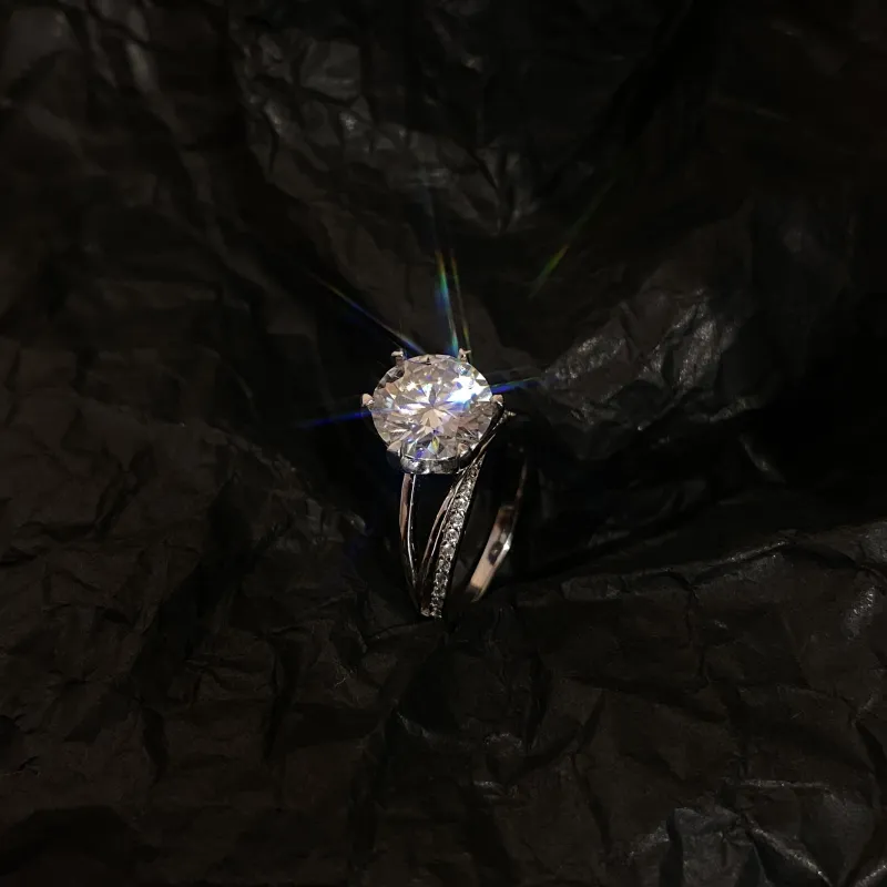 XINGLU 925 Silver Mohsunnite Rings Women's-1