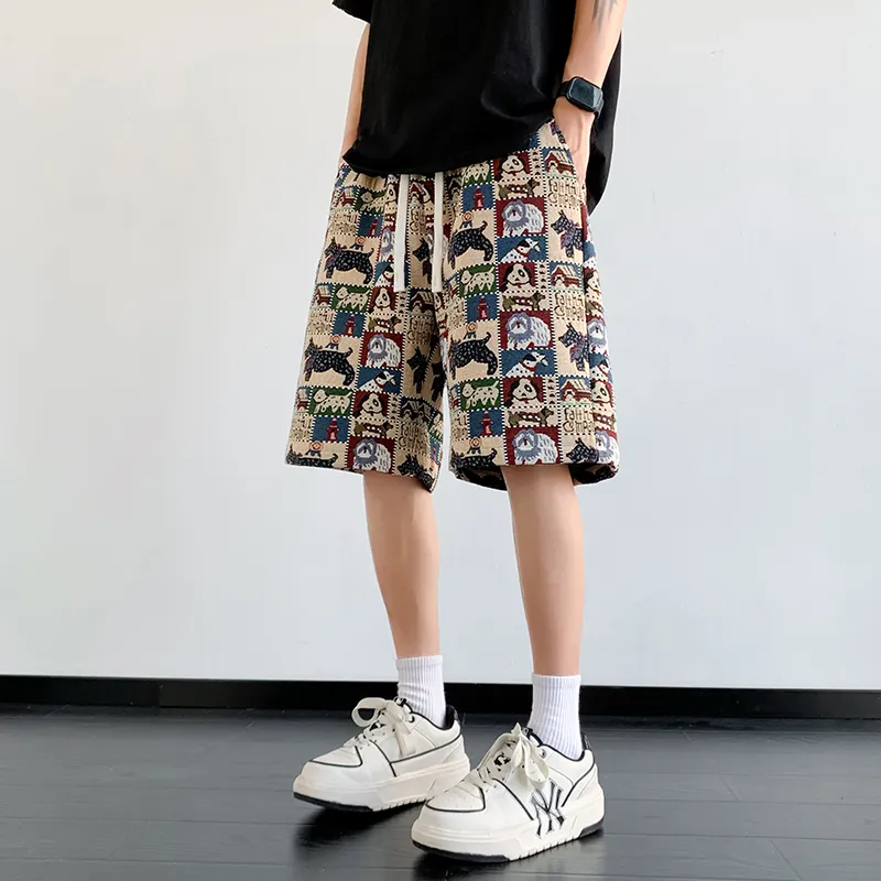 SIFLYTO Casual Shorts Unisex Embroidery Dog-3