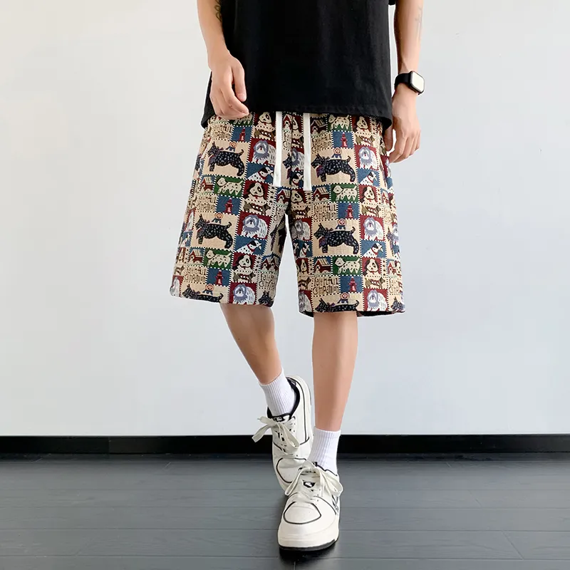 SIFLYTO Casual Shorts Unisex Embroidery Dog-2