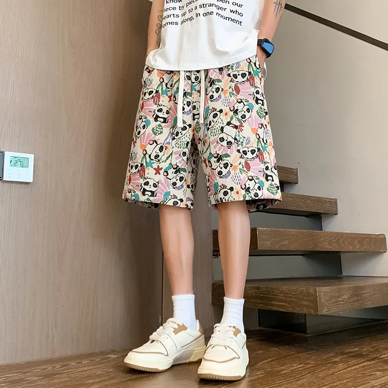 SIFLYTO Casual Shorts Unisex Embroidery Panda-2