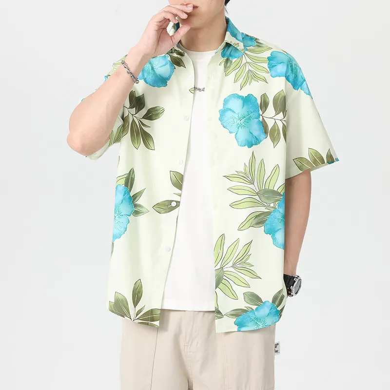 SIFLYTO Shirts Unisex Blue Stamen Green Leaf-2