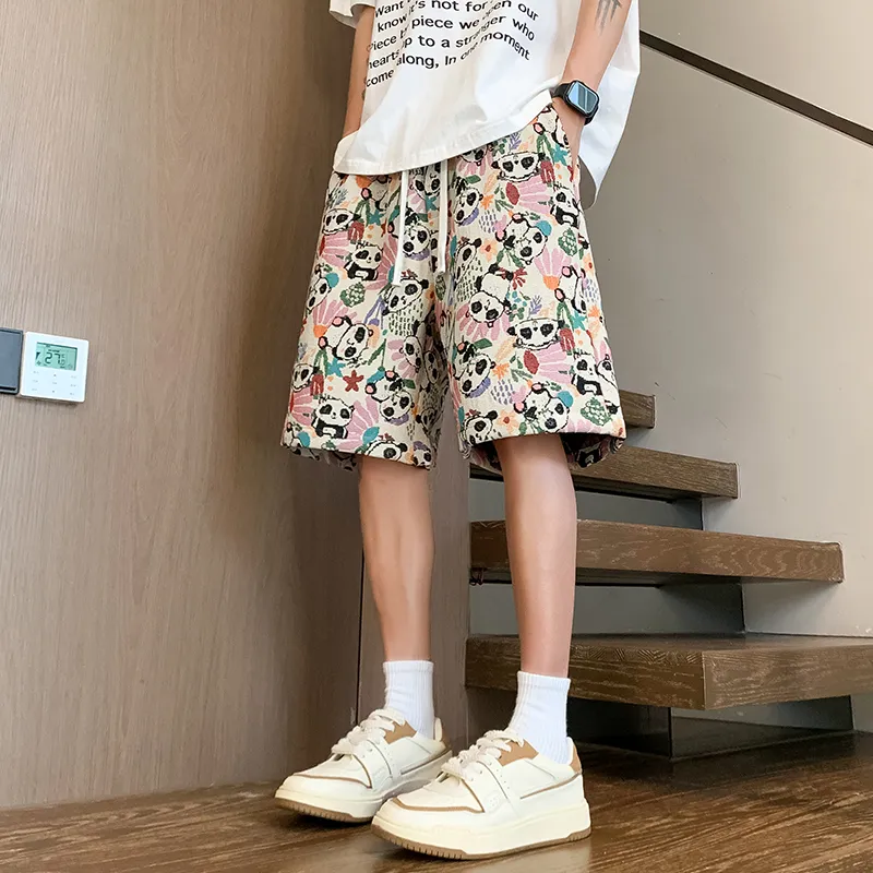 SIFLYTO Casual Shorts Unisex Embroidery Panda-3