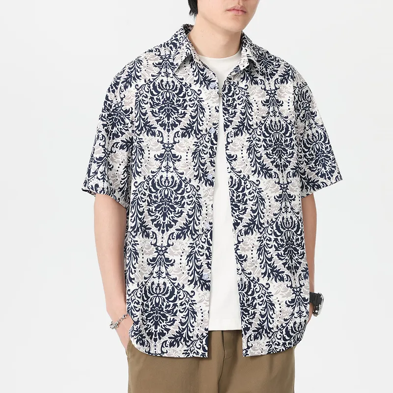 SIFLYTO Shirts Unisex Ink Fragrance Brocade Pattern-2