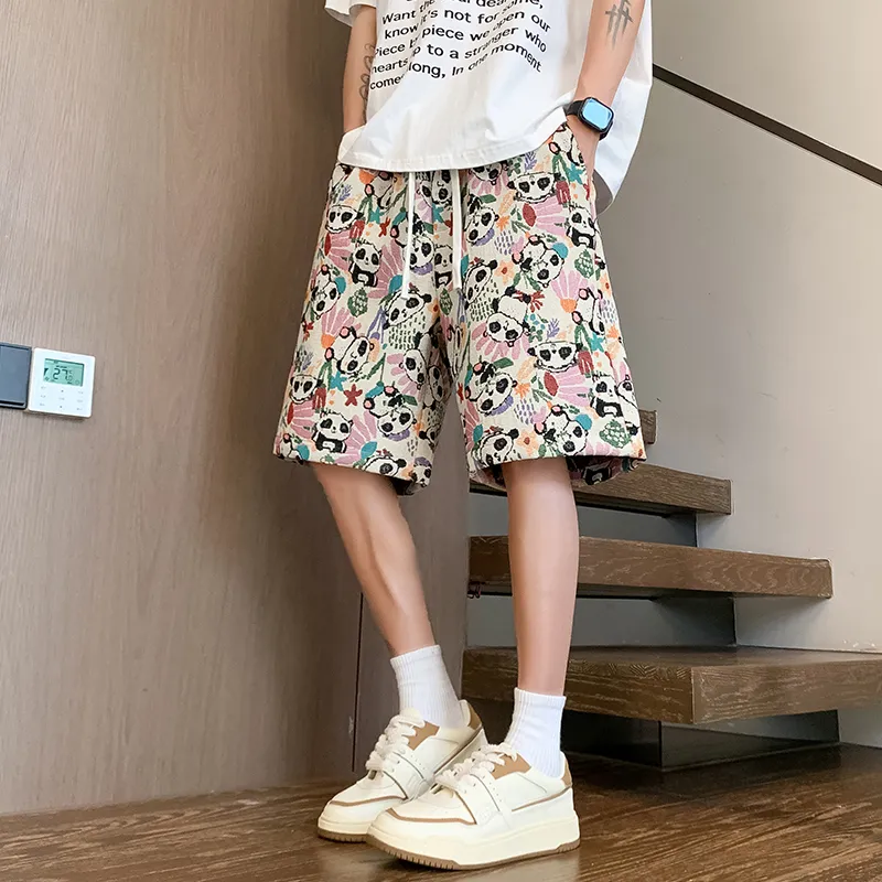 SIFLYTO Casual Shorts Unisex Embroidery Panda-4