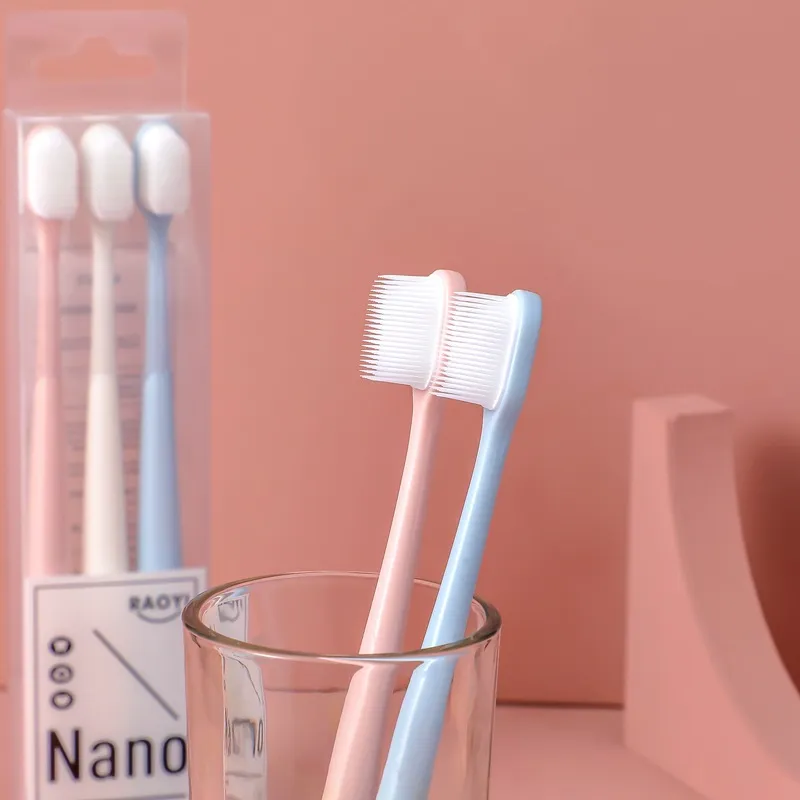 RAOYI Macaron Japanese Nano Wide Tip Toothbrushes 3 Pcs Pack-4