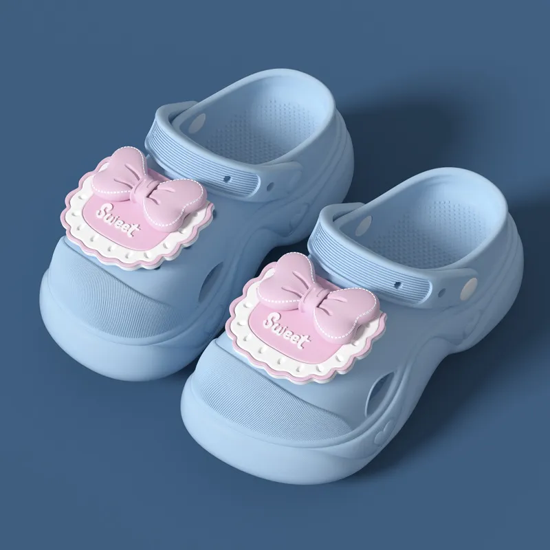Ming Sheng Bowknot Clogs Summer Platform Height Increasing Squashy And Bouncy Feeling Slip Resistant Cute Slippers-11