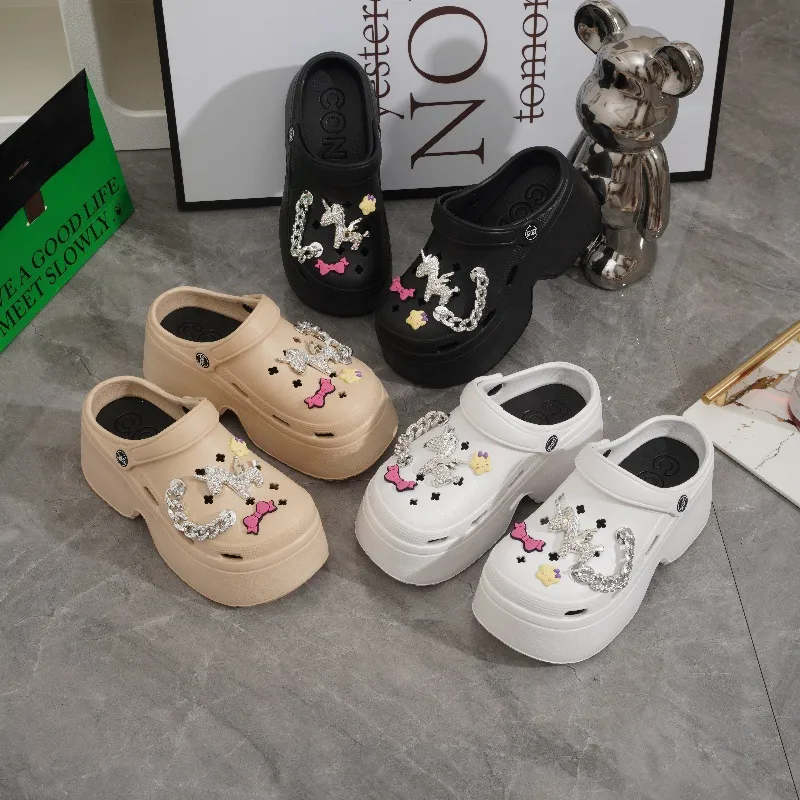 Ke Jiayi Summer Platform Height Increasing Rhinestone Slip Resistant Slippers-1