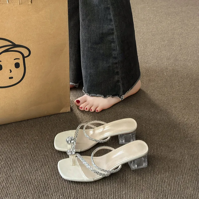 Ke Jiayi Platform High Heel Sandal Summer Outerwear Refined With Skirt Roman Beach French Flip Flops-4