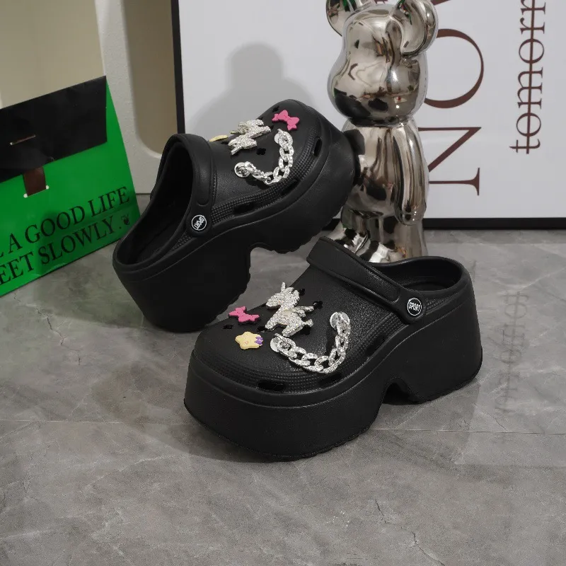 Ke Jiayi Summer Platform Height Increasing Rhinestone Slip Resistant Slippers-4