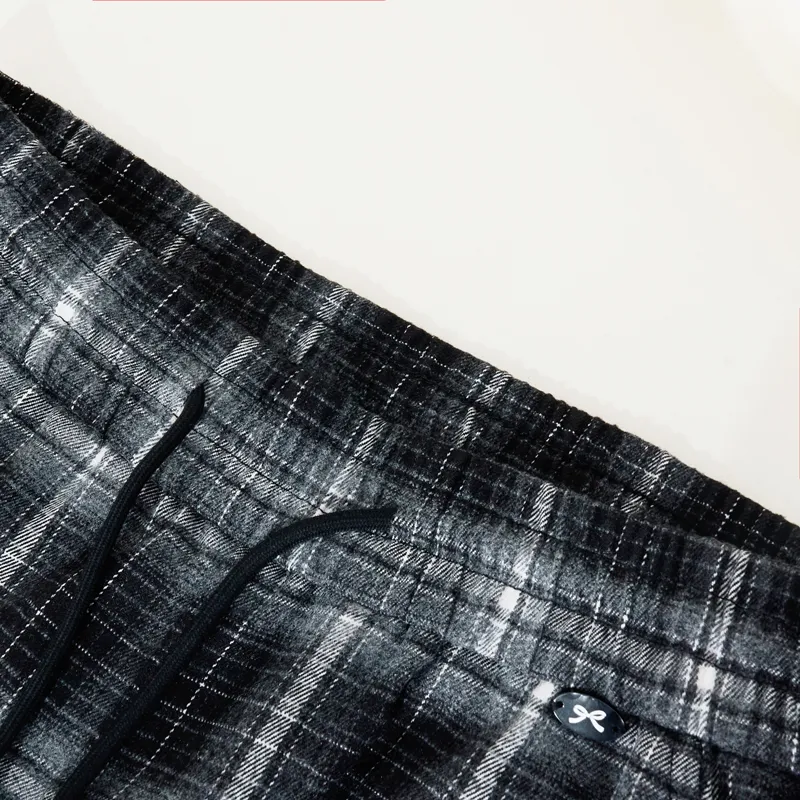 SUMU Casual Pants Women's Black Plaid-3