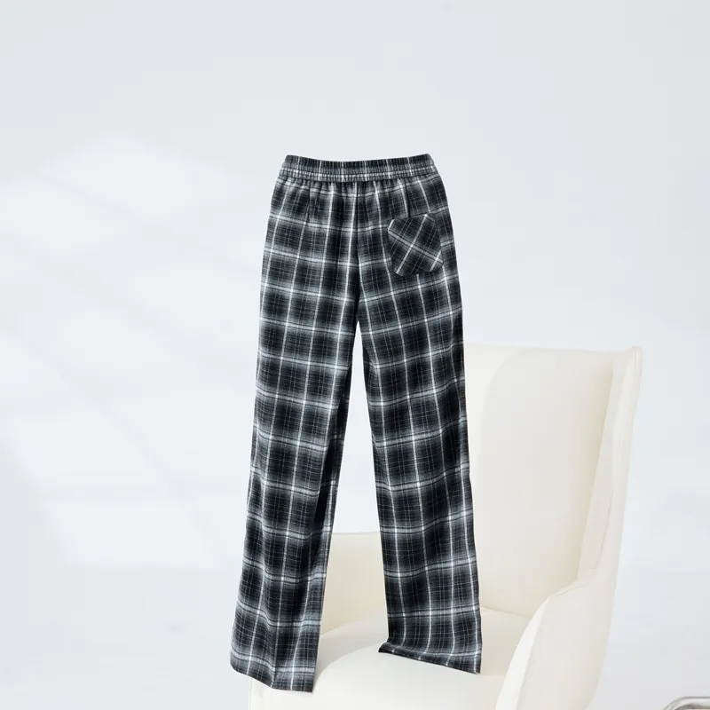 SUMU Casual Pants Women's Black Plaid-2