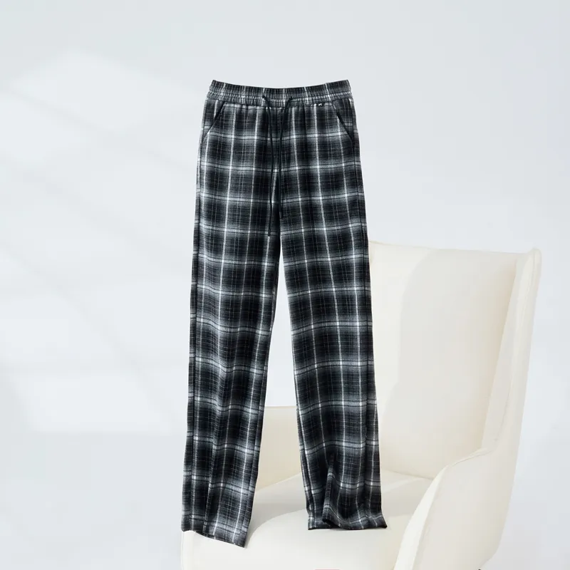 SUMU Casual Pants Women's Black Plaid-1