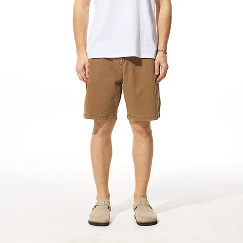 FAIRWHALE Denim Shorts Unisex Khaki-5