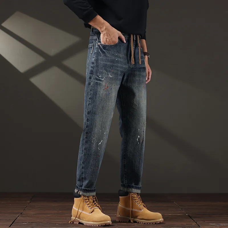 FAIRWHALE Harem Pants Unisex Denim Blue-3