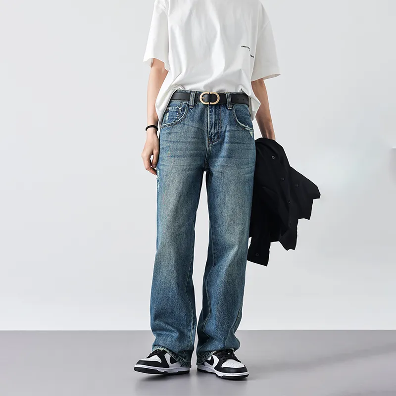 FAIRWHALE Spring Summer Jeans Unisex Denim Blue-6
