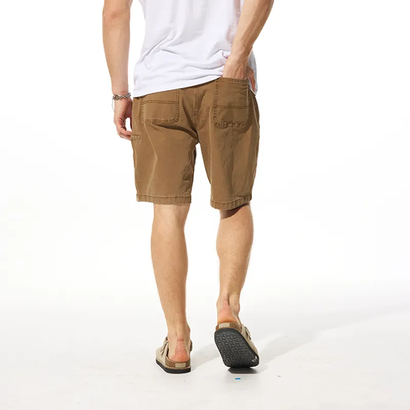 FAIRWHALE Denim Shorts Unisex Khaki-7