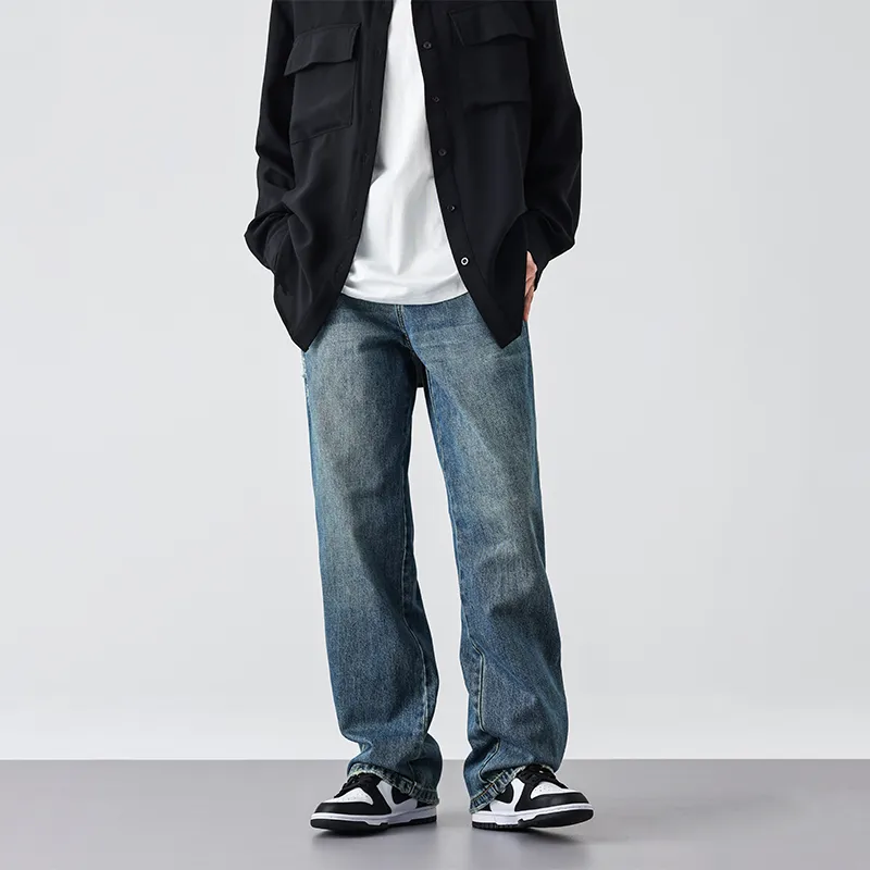 FAIRWHALE Spring Summer Jeans Unisex Denim Blue-3