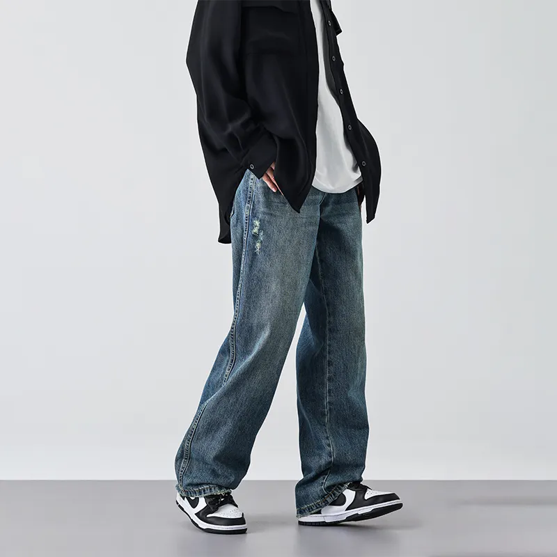 FAIRWHALE Spring Summer Jeans Unisex Denim Blue-4