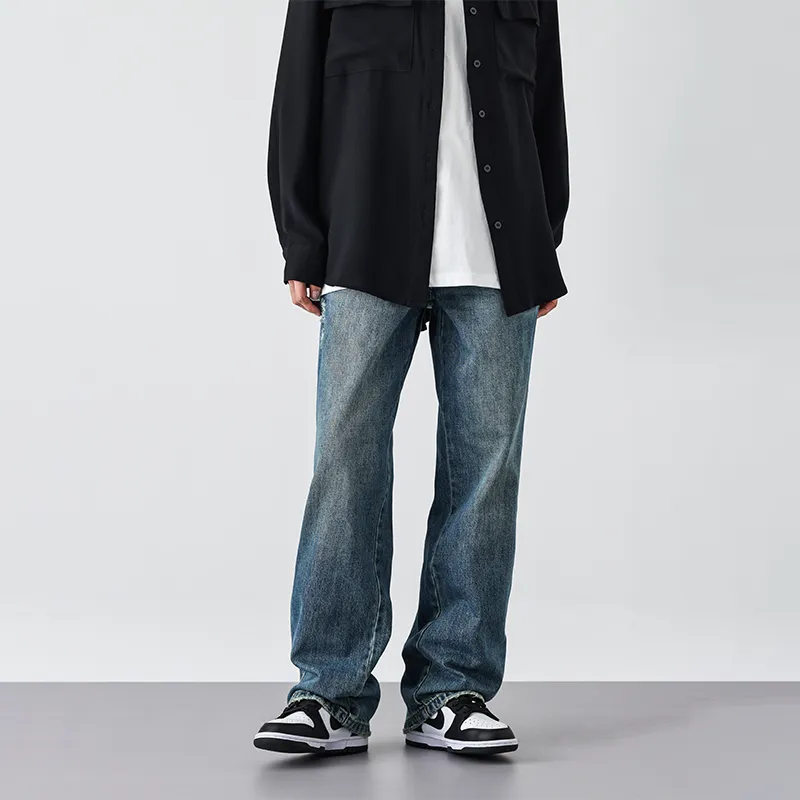 FAIRWHALE Spring Summer Jeans Unisex Denim Blue-2
