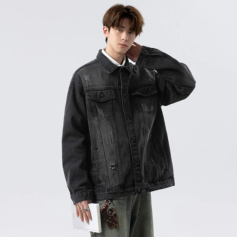 FAIRWHALE Denim Jacket Unisex Black-6