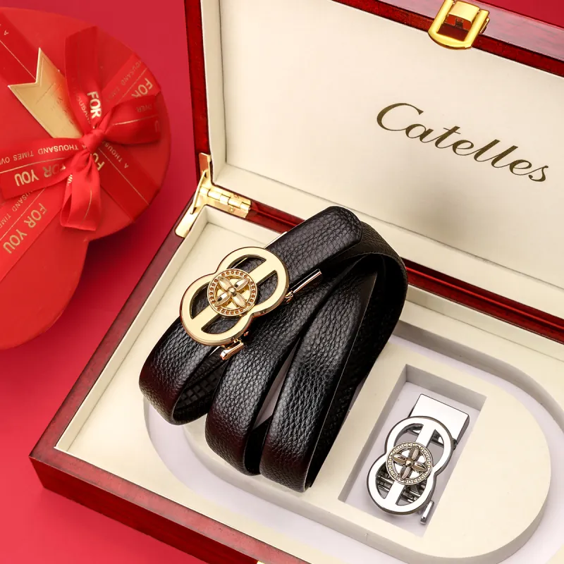 CATELLES Top Grain Cow Leather Belts Women's 2.4cm-4
