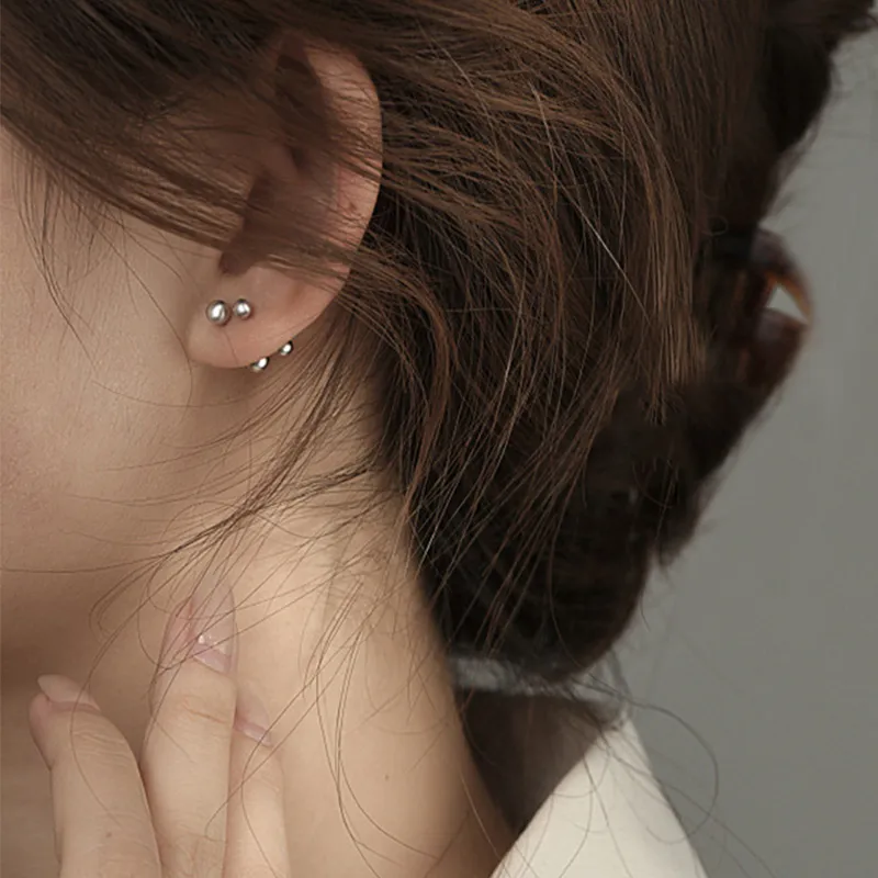 PAYMERY S999 Fine Silver Stud Earrings Women's White-3