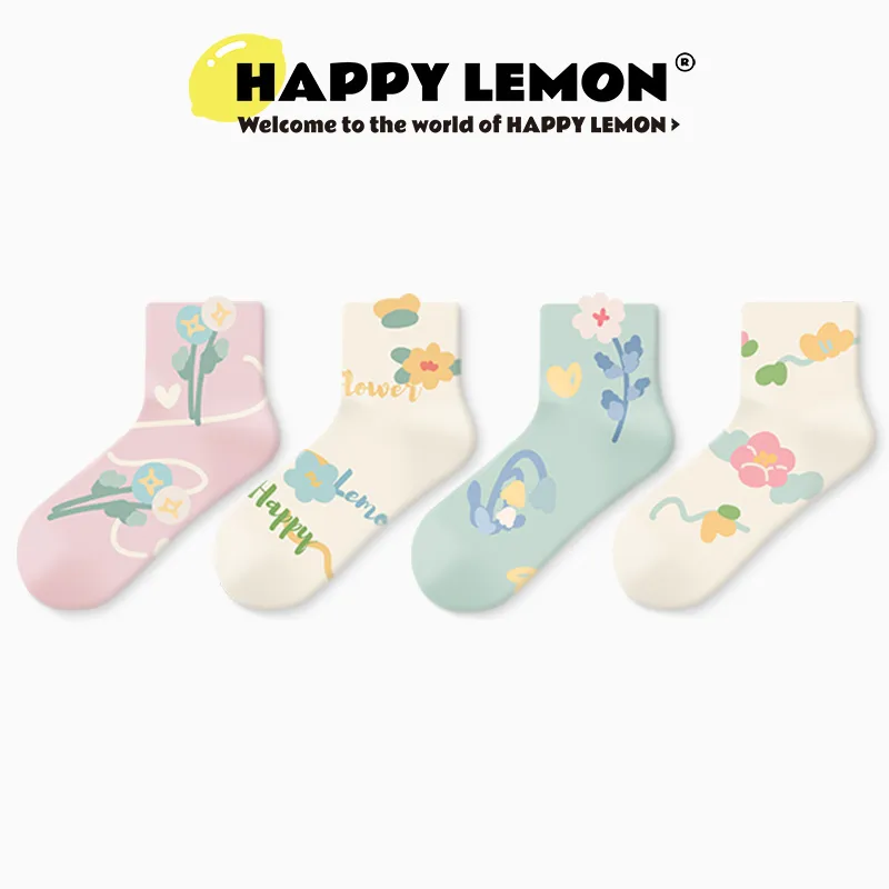 Happylemon Mid Calf Socks Women's 5 Pack-9