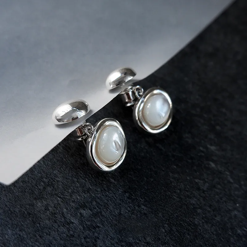 GITHA Mother Of Pearl 925 Sterling Silver Stud Earrings Women's-3