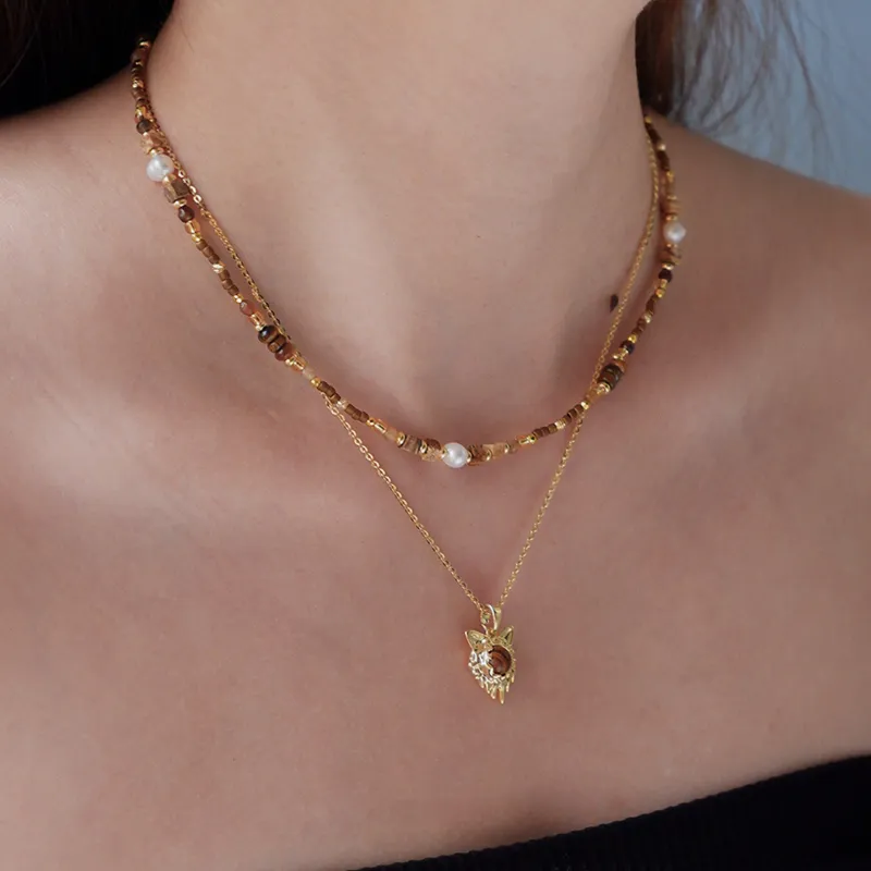 GITHA Tiger's Eye Stone Necklaces Unisex-2