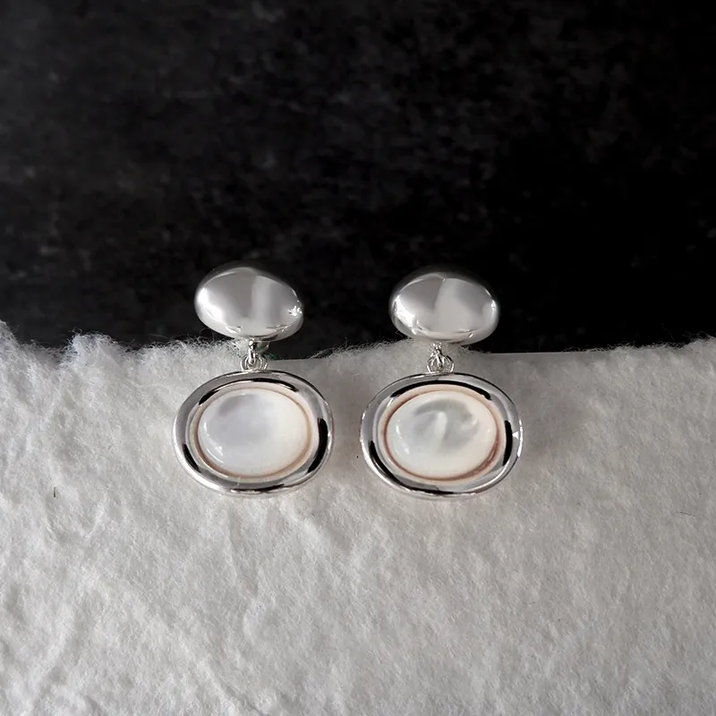 GITHA Mother Of Pearl 925 Sterling Silver Stud Earrings Women's-4