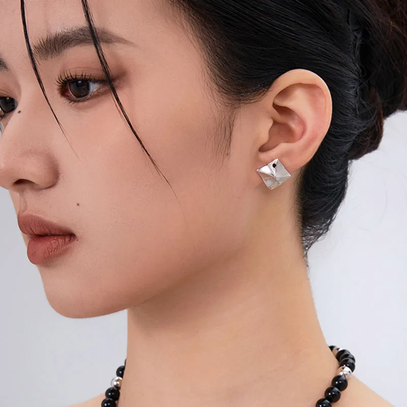 GITHA 925 Sterling Silver Stud Earrings Unisex-2