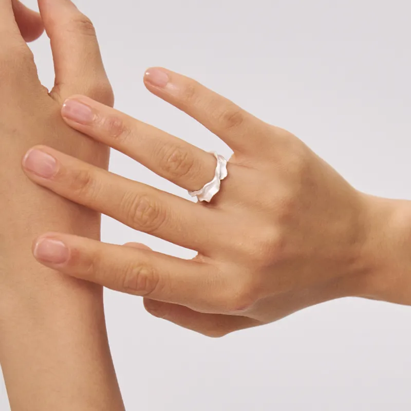 GITHA 925 Sterling Silver Burnished White Rings Unisex-2