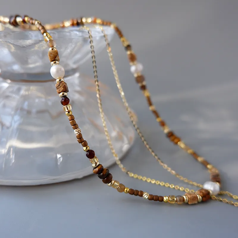 GITHA Tiger's Eye Stone Necklaces Unisex-1