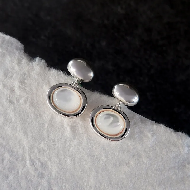 GITHA Mother Of Pearl 925 Sterling Silver Stud Earrings Women's-2