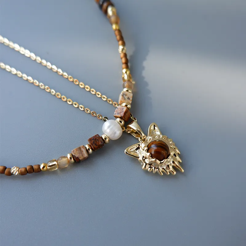 GITHA Tiger's Eye Stone Necklaces Unisex-4