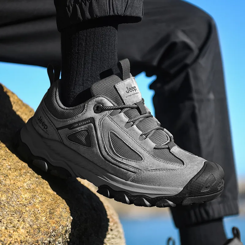 Jeep Pathfinder Collection Slip Resistant, Abrasion Resistant, Breathable Low Top Hiking Shoes Men's Gray-5