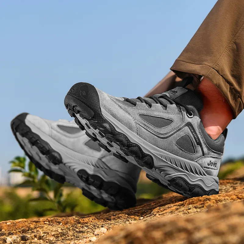Jeep Pathfinder Collection Slip Resistant, Abrasion Resistant, Breathable Low Top Hiking Shoes Men's Gray-7