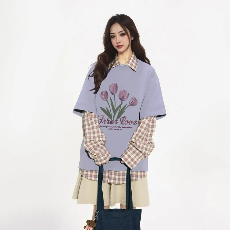 ILYOIL Drop Shoulder Sleeve T Shirt Women's-6