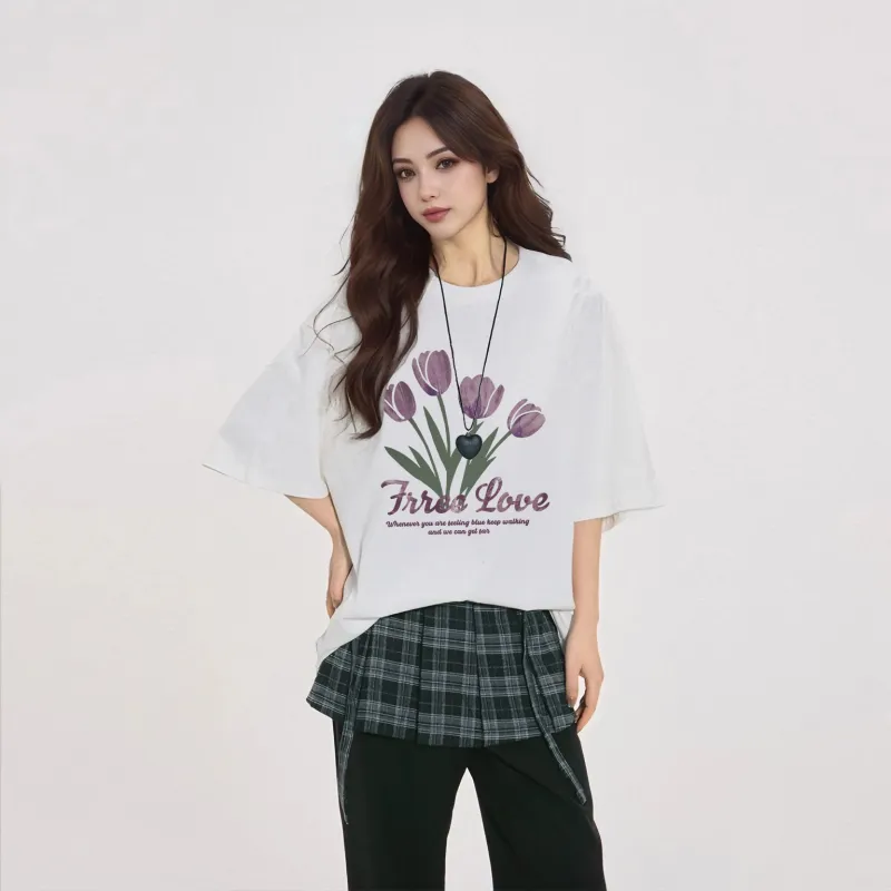 ILYOIL Drop Shoulder Sleeve T Shirt Women's-2