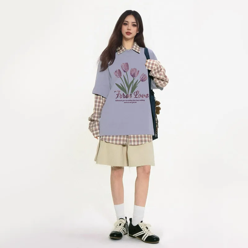 ILYOIL Drop Shoulder Sleeve T Shirt Women's-7