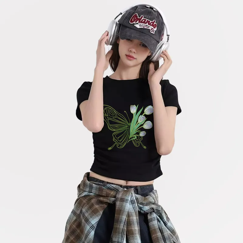 ILYOIL Set in Sleeve T Shirt Women's-7
