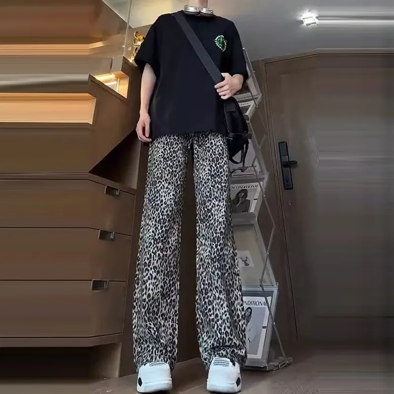 IJRJ Jeans Unisex Leopard Print-4