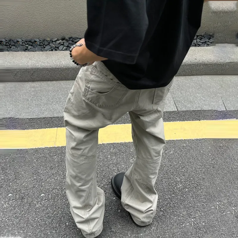 IJRJ Casual Pants Unisex White Gray-3